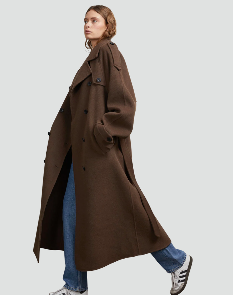 Coat Women Long Oversized Double-Breasted – Winter