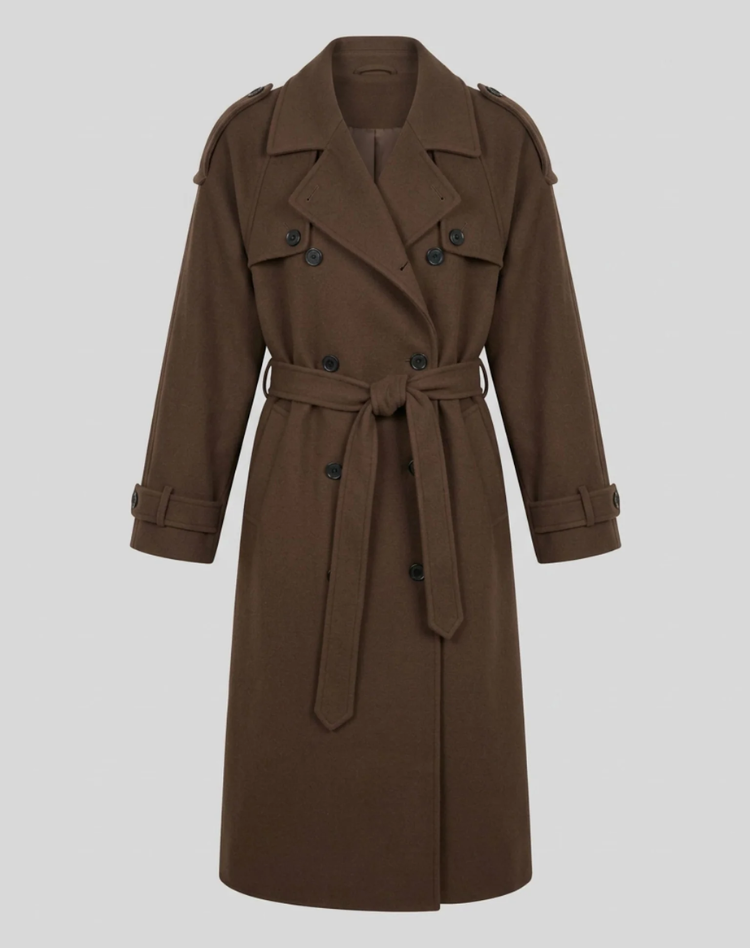 Coat Women Long Oversized Double-Breasted – Winter