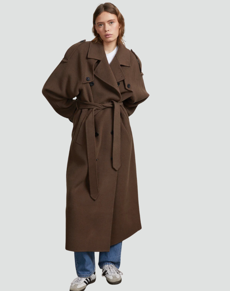 Coat Women Long Oversized Double-Breasted – Winter