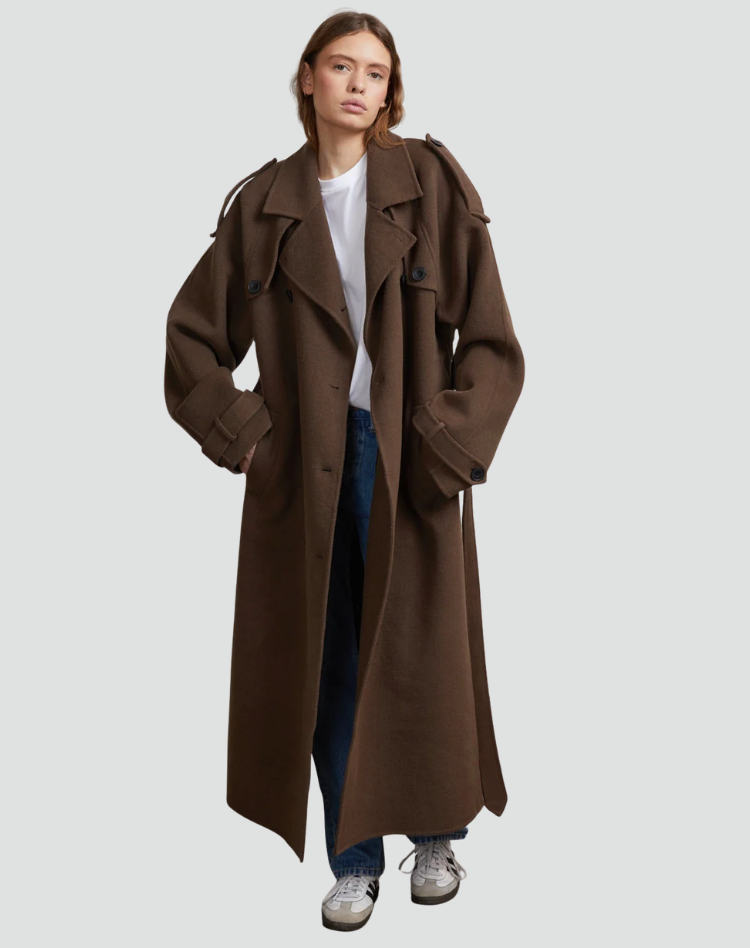 Coat Women Long Oversized Double-Breasted – Winter