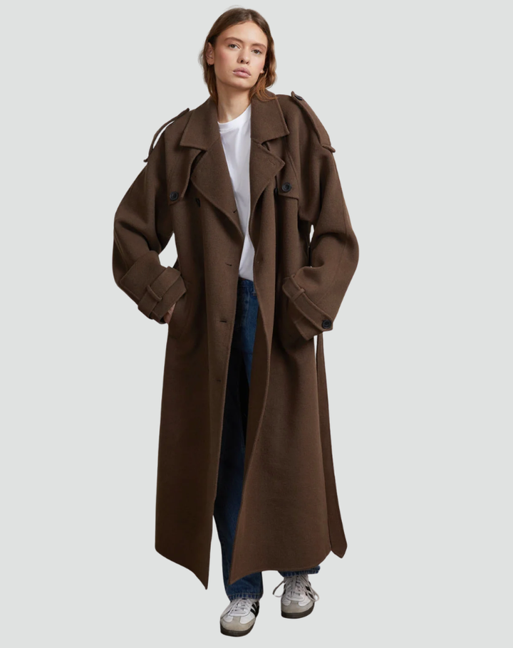 Coat Women Long Oversized Double-Breasted – Winter