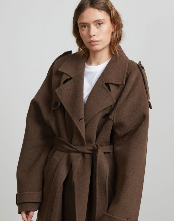 Coat Women Long Oversized Double-Breasted – Winter