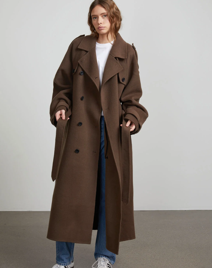 Coat Women Long Oversized Double-Breasted – Winter