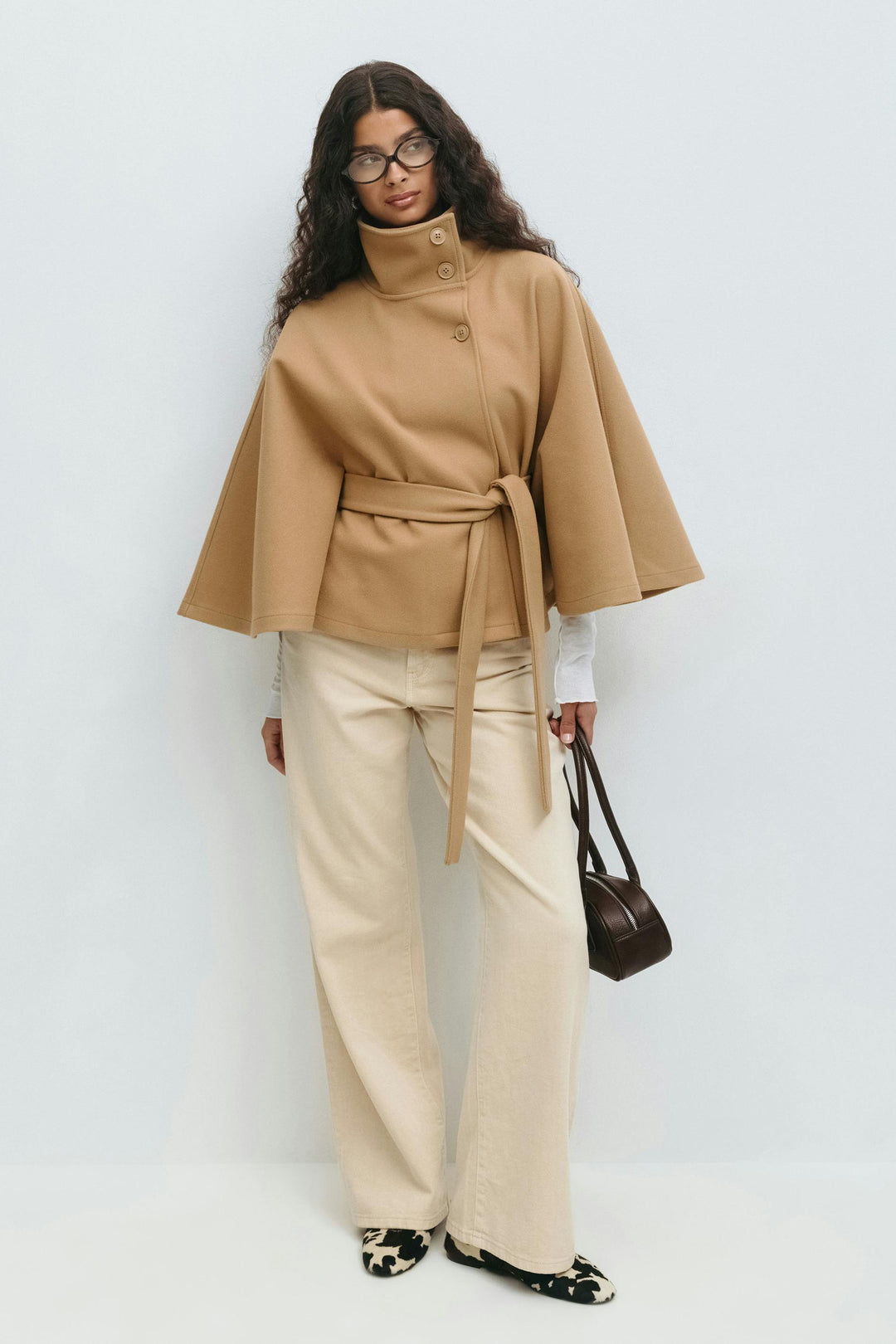 Coat Women Belted High Collar – Winter