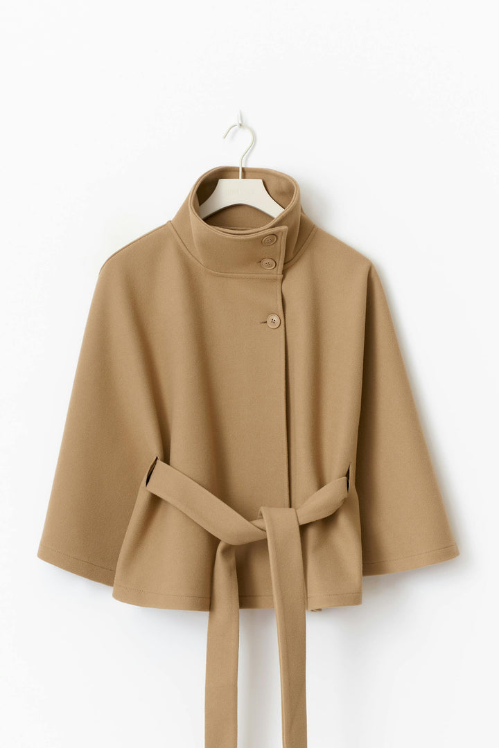 Coat Women Belted High Collar – Winter