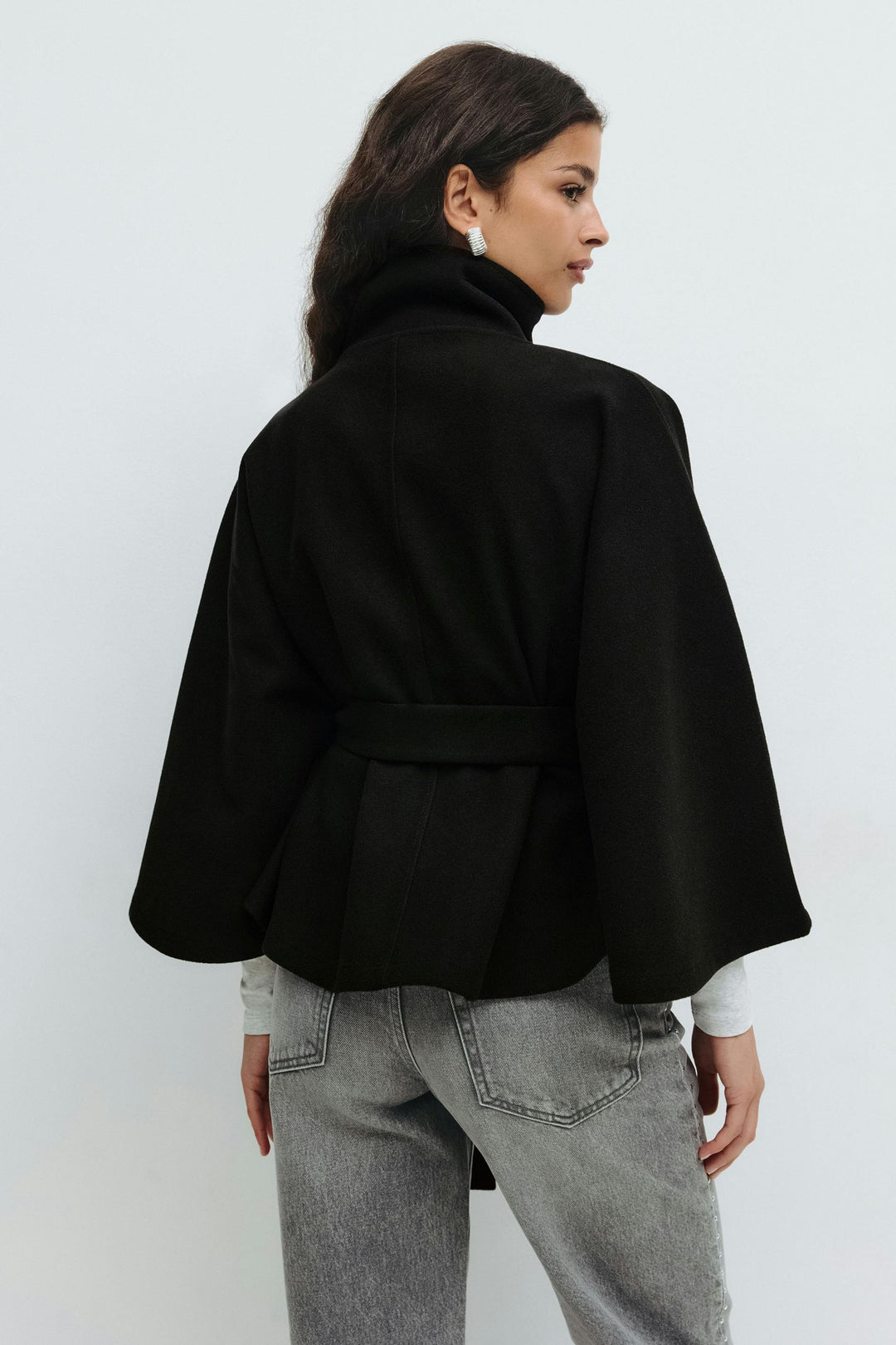 Coat Women Belted High Collar – Winter