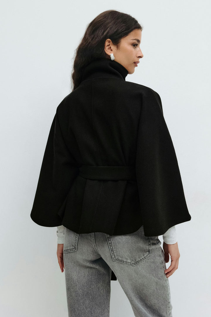 Coat Women Belted High Collar – Winter