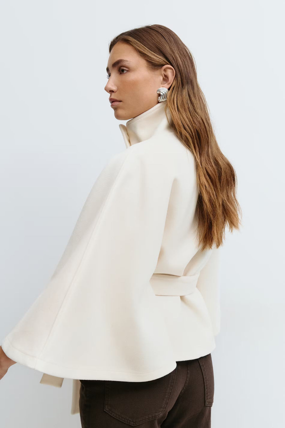 Coat Women Belted High Collar – Winter