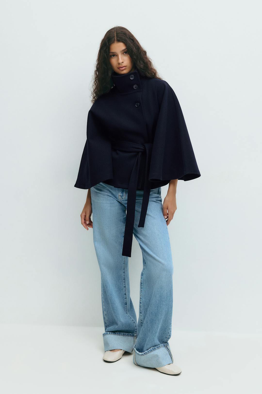 Coat Women Belted High Collar – Winter