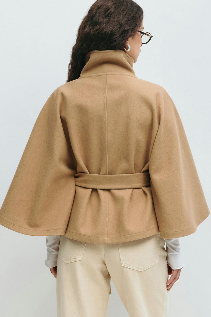 Coat Women Belted High Collar – Winter