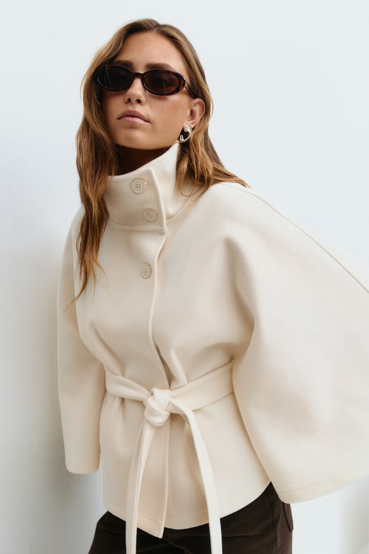 Coat Women Belted High Collar – Winter