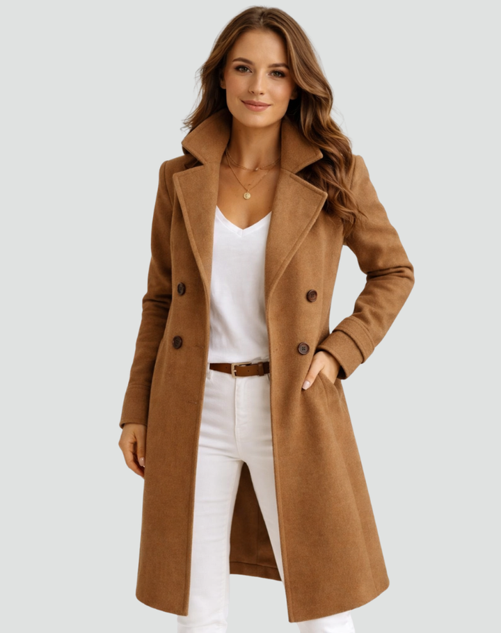 Coat Women Tailored Double-Breasted – Winter