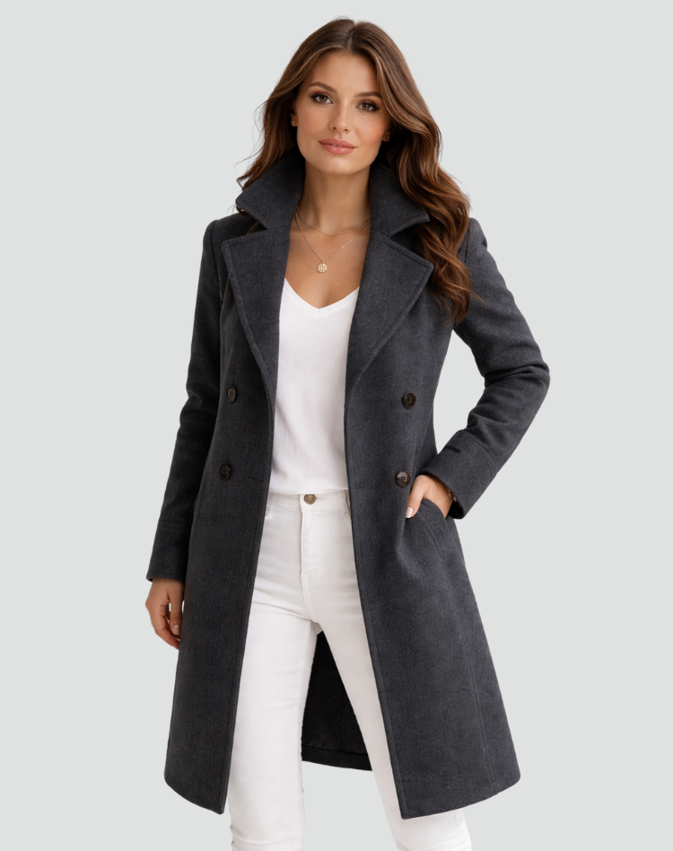 Coat Women Tailored Double-Breasted – Winter