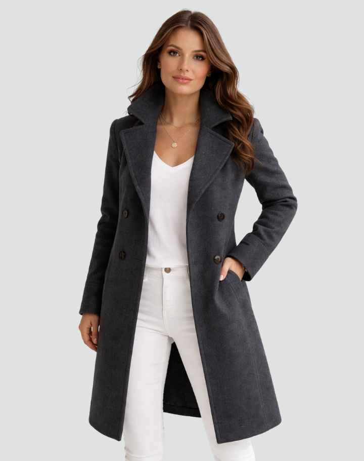 Coat Women Tailored Double-Breasted – Winter
