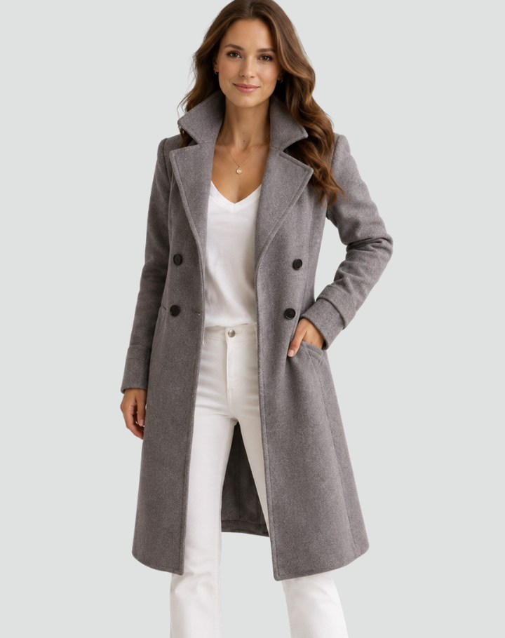 Coat Women Tailored Double-Breasted – Winter