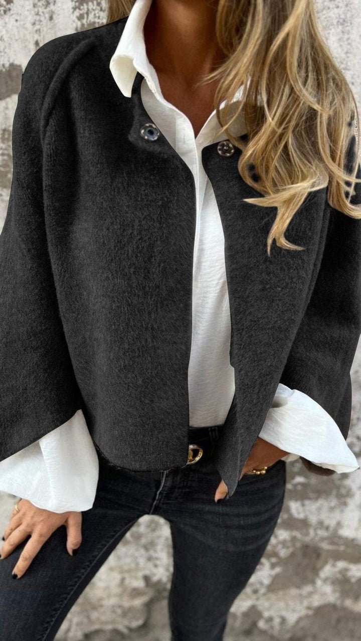 Coat Women Long Round Neck Button Closure – Winter