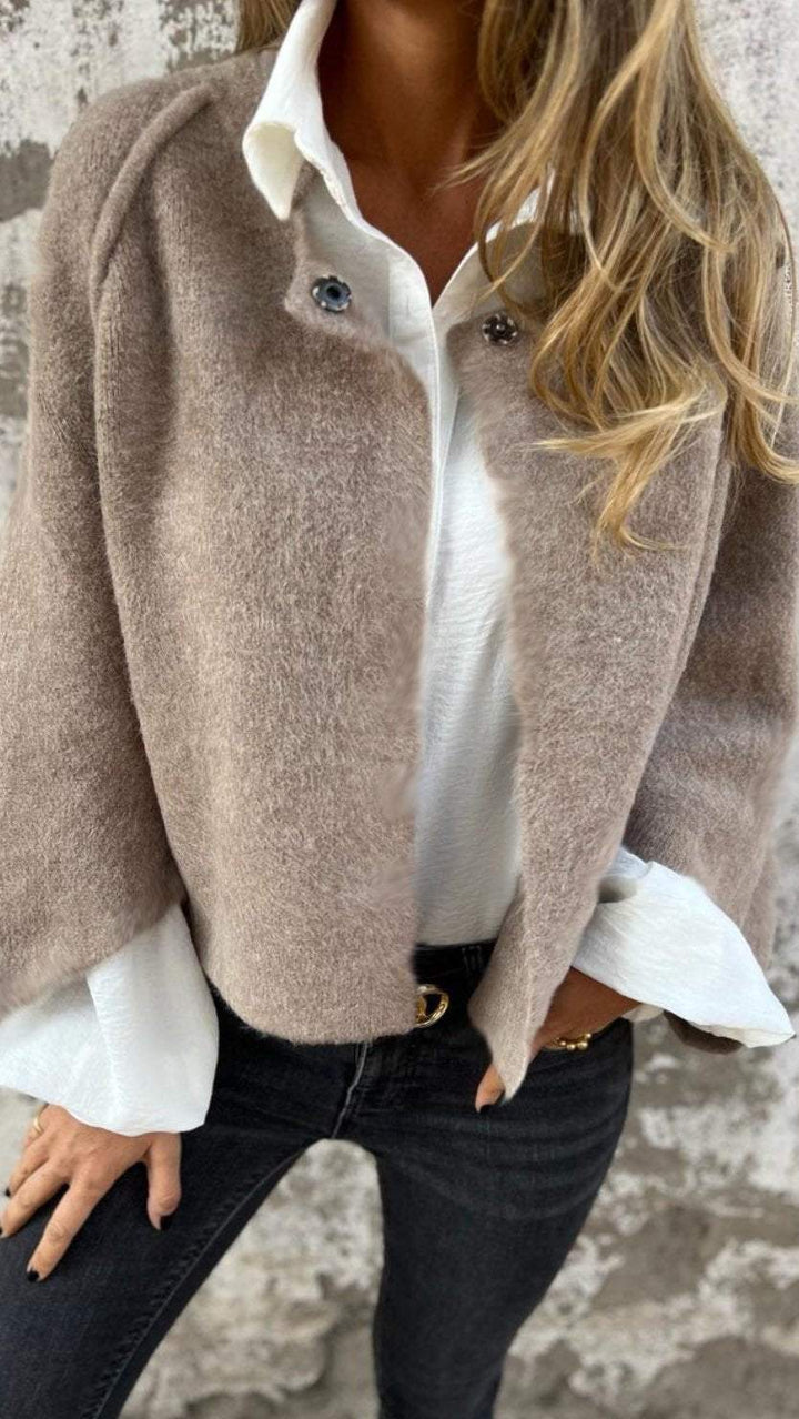 Coat Women Long Round Neck Button Closure – Winter