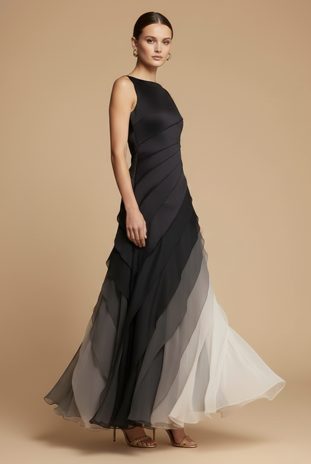 Dress Women Chiffon Sleeveless Asymmetrical Layers – Wedding