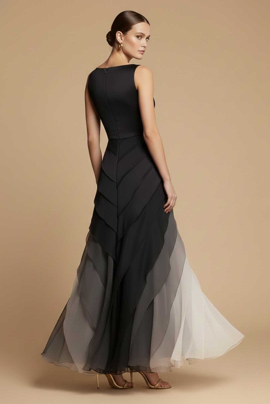 Dress Women Chiffon Sleeveless Asymmetrical Layers – Wedding