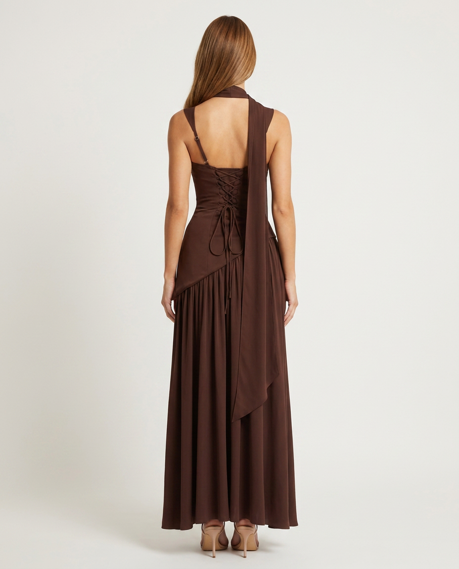 Dress Women Satin Maxi Draped Split – Wedding