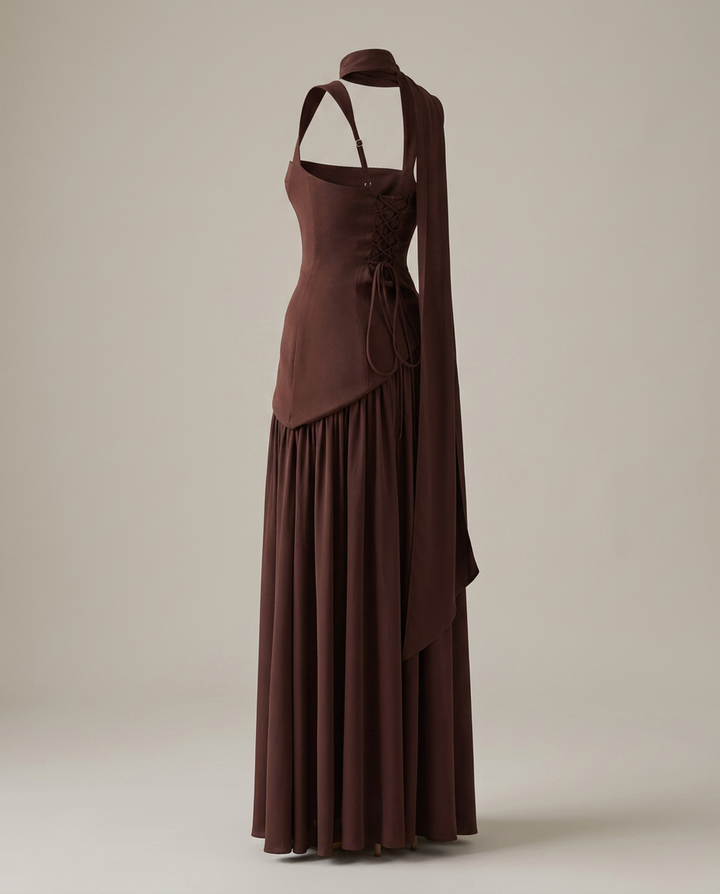 Dress Women Satin Maxi Draped Split – Wedding