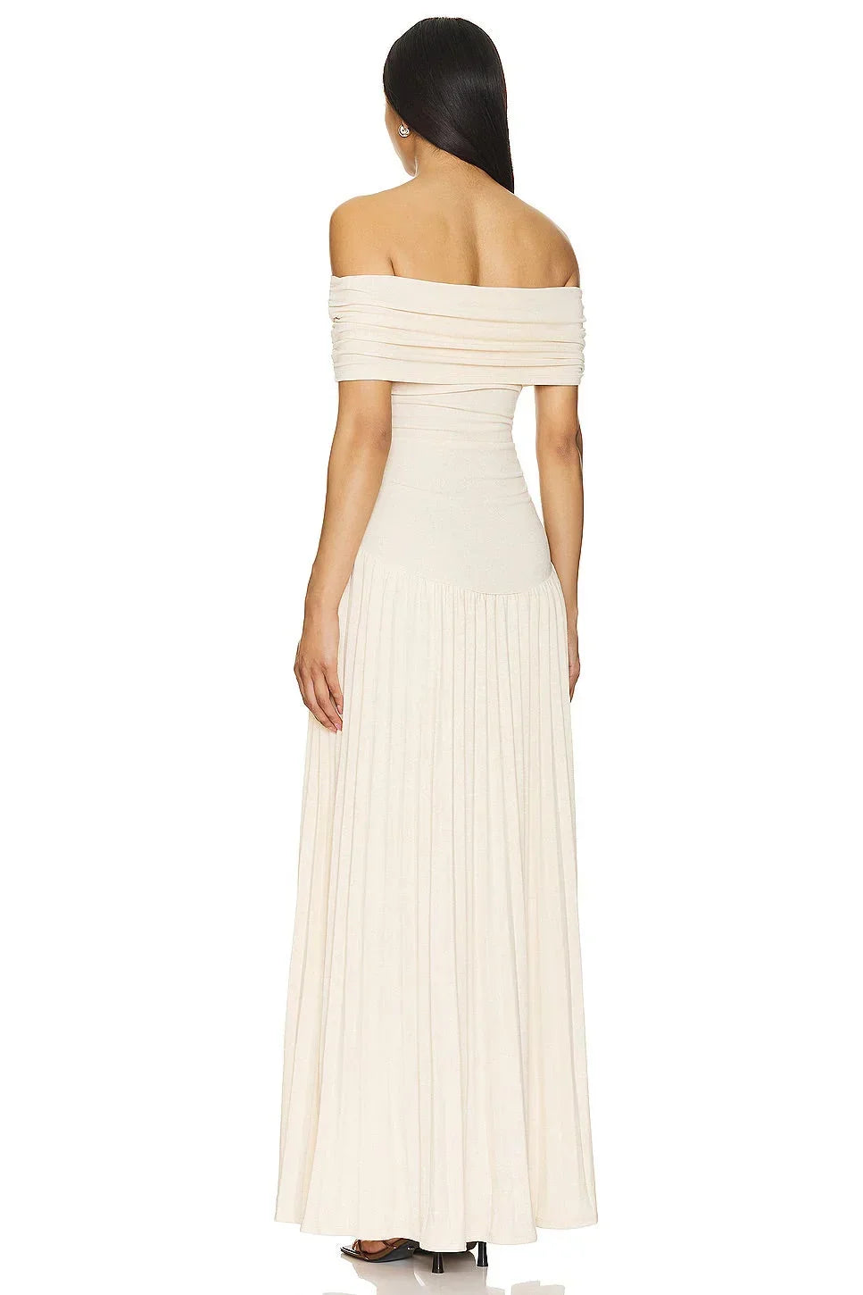 Dress Women Off-Shoulder Pleated Maxi – Summer