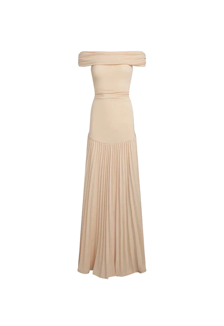 Dress Women Off-Shoulder Pleated Maxi – Summer
