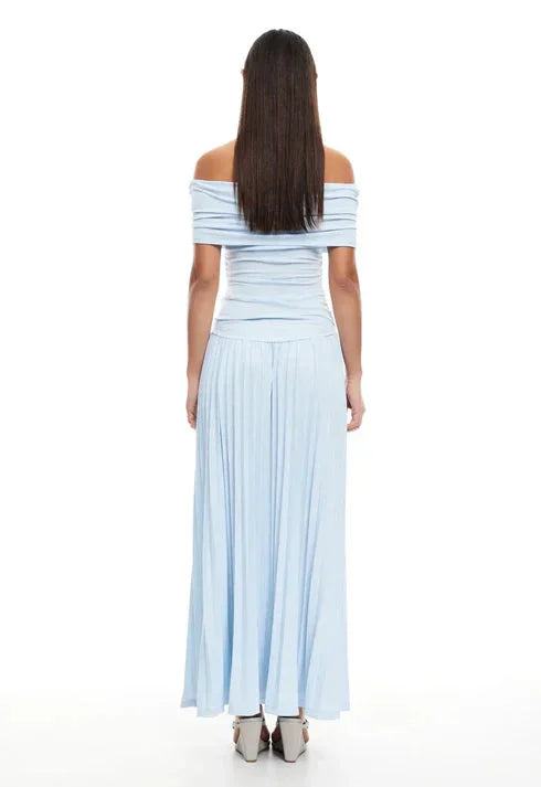 Dress Women Off-Shoulder Pleated Maxi – Summer