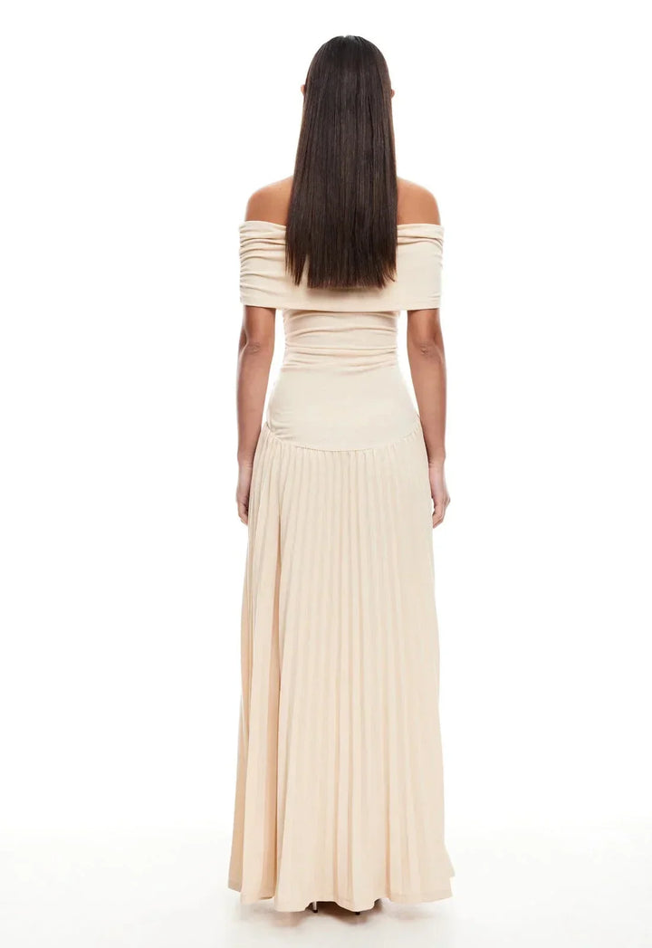 Dress Women Off-Shoulder Pleated Maxi – Summer