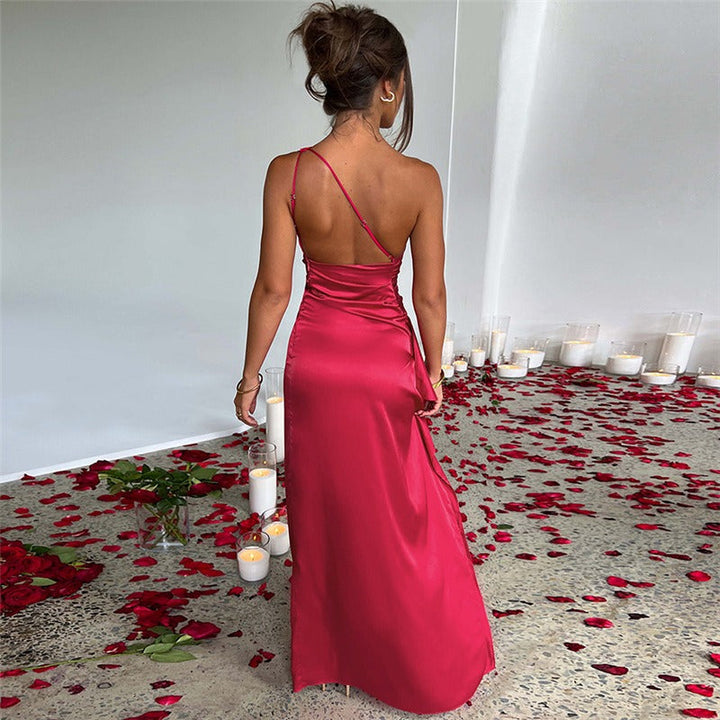 Dress Women One-Shoulder Ruffle Maxi – Summer