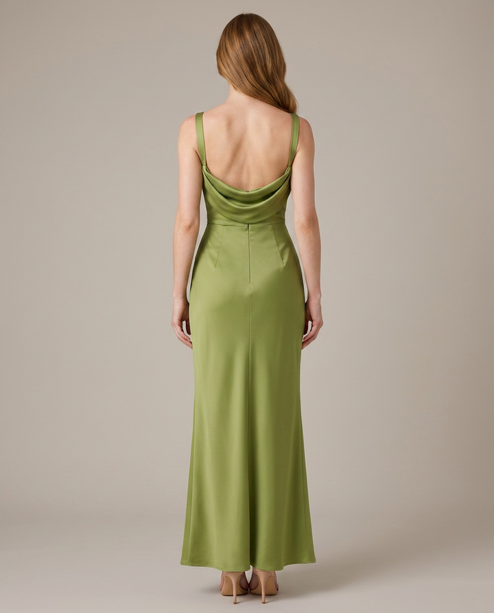 Dress Women Satin Maxi Square Neck – Wedding