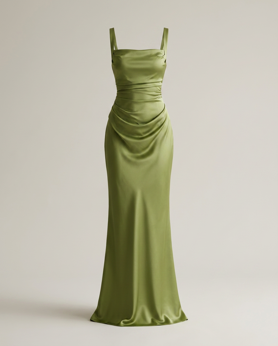 Dress Women Satin Maxi Square Neck – Wedding