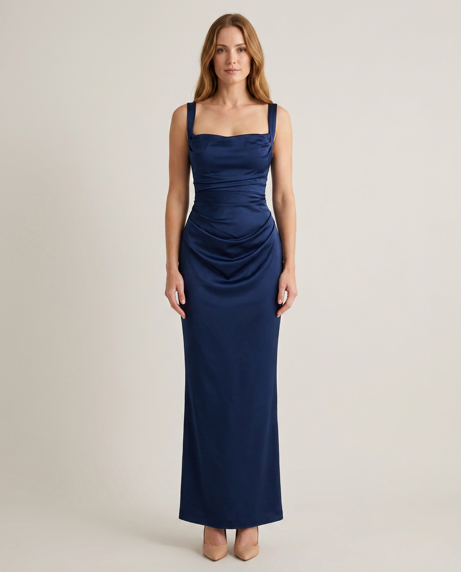 Dress Women Satin Maxi Square Neck – Wedding