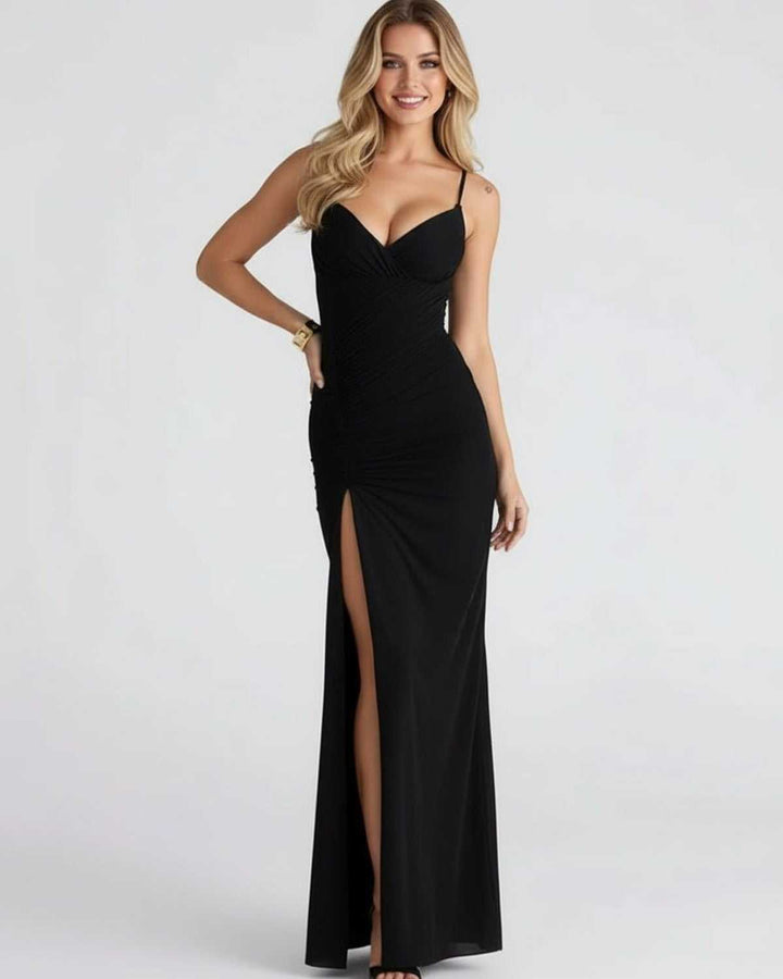 Dress Women Strapless Maxi High Split – Wedding