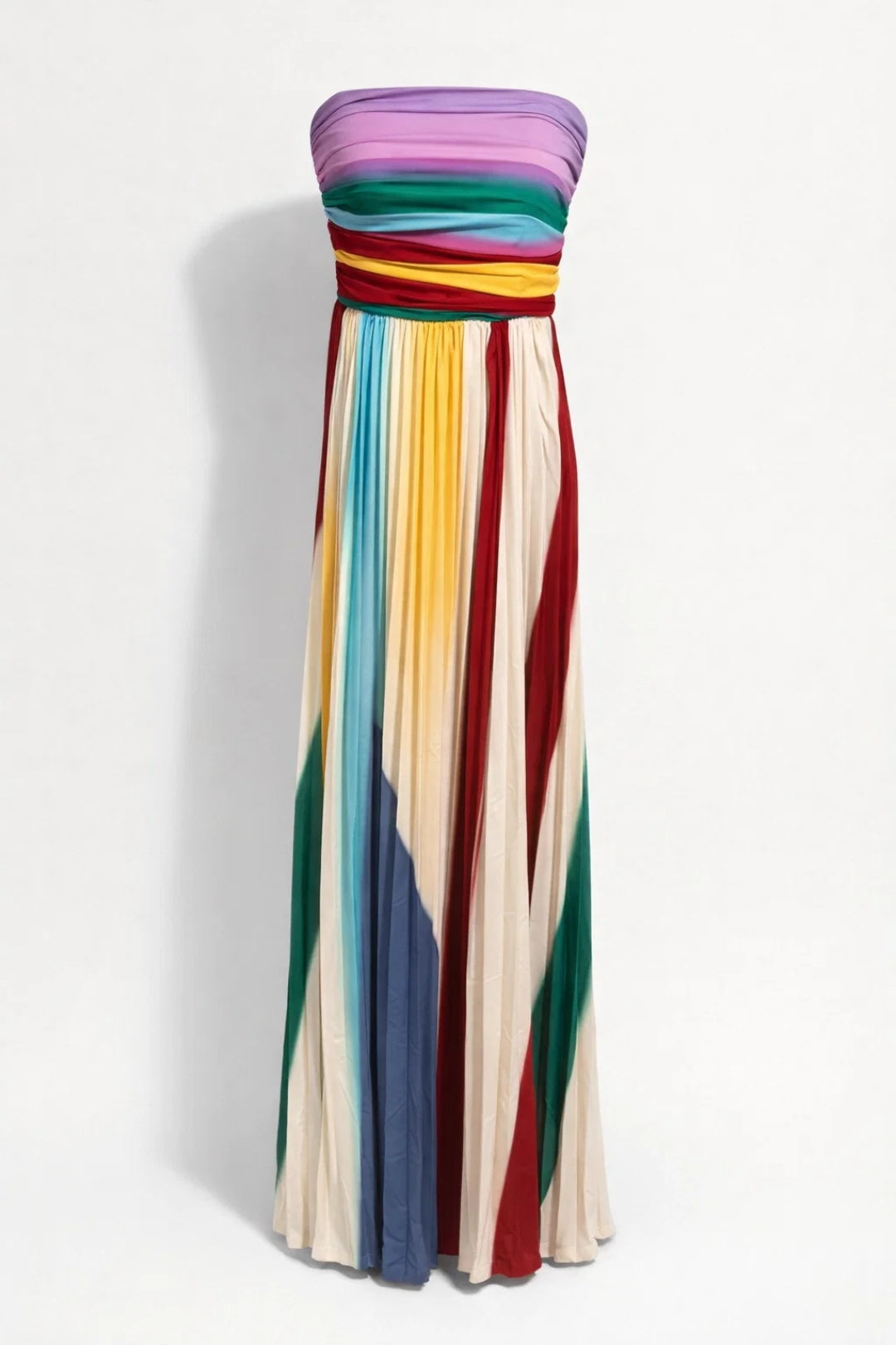 Dress Women Bustier Maxi Multicoloured Stripes – Summer