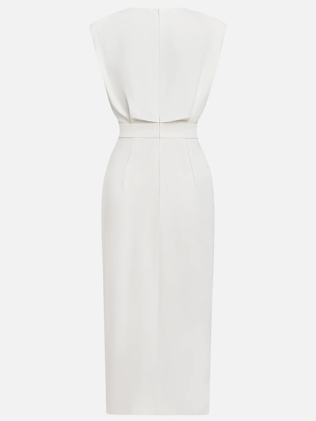Dress Women Midi Cap Sleeve Round Neck Button Split – Office