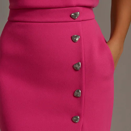Dress Women Midi Cap Sleeve Round Neck Button Split – Office