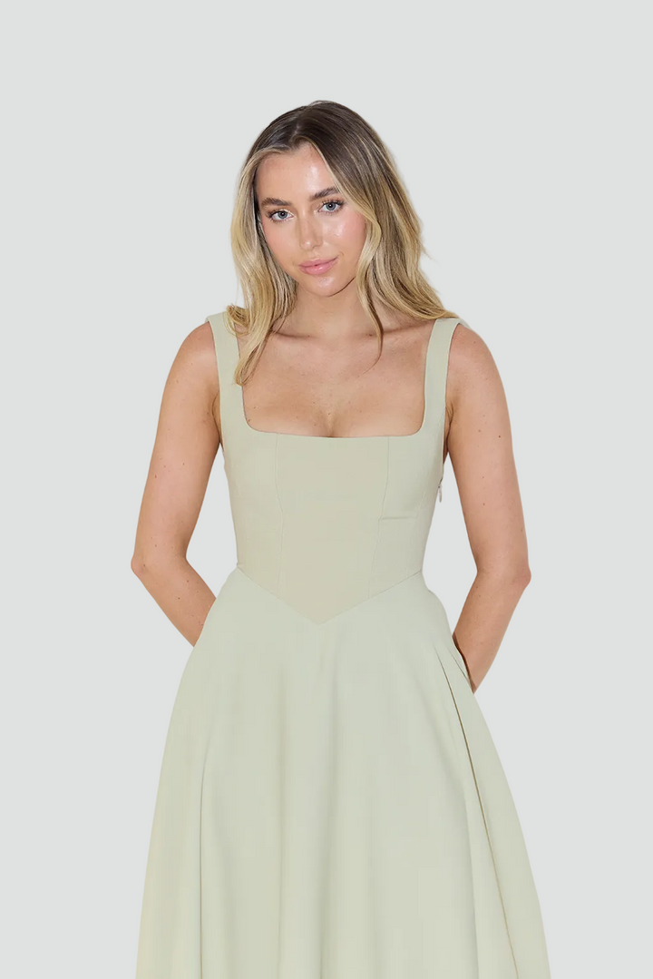 Dress Women Flared Midi Square Neck – Party