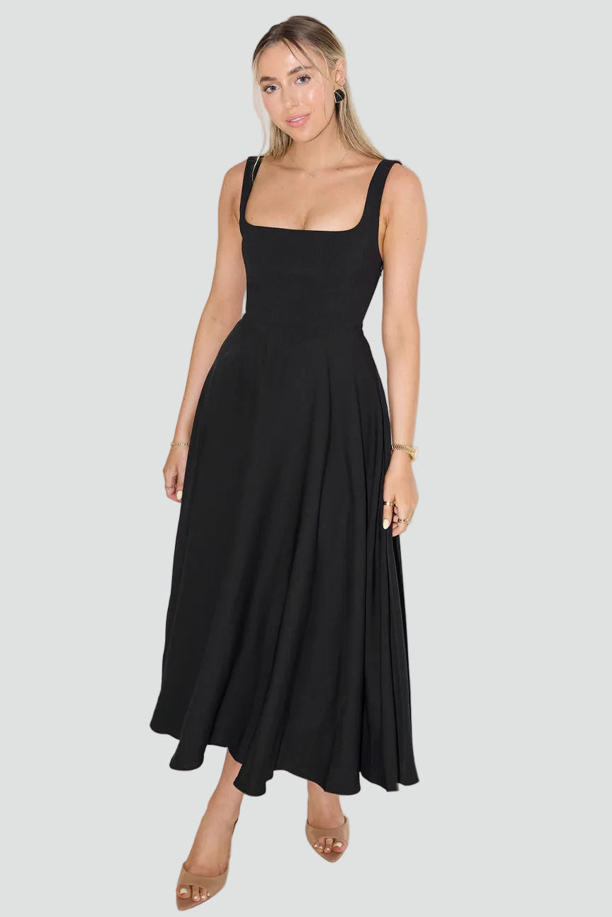 Dress Women Flared Midi Square Neck – Party