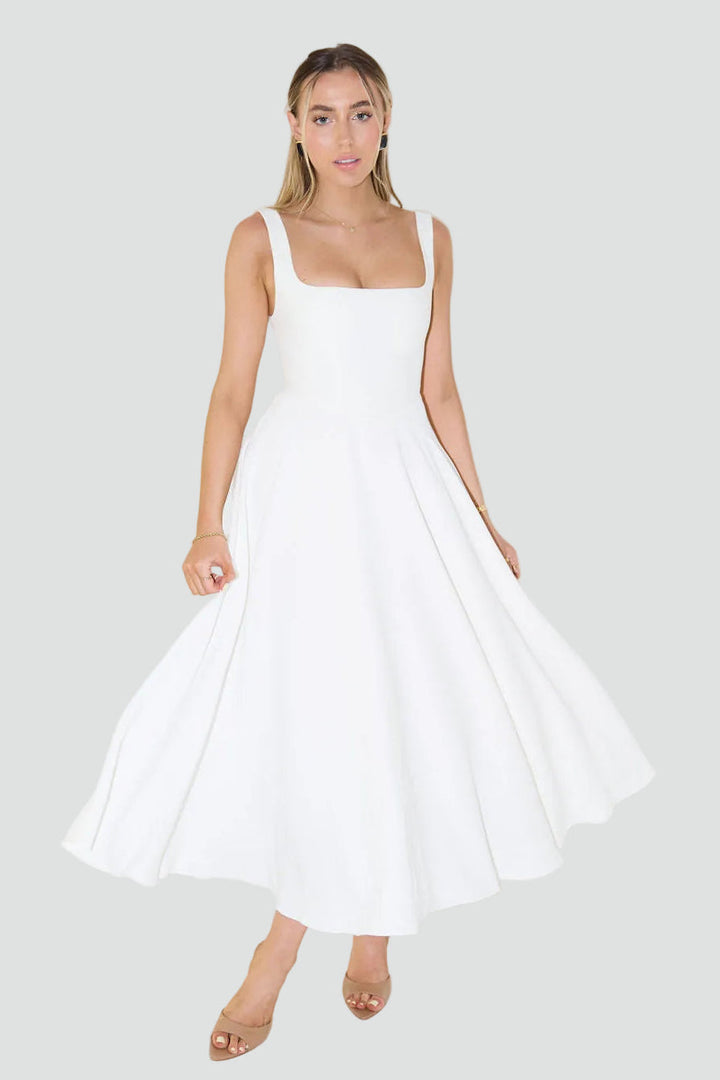 Dress Women Flared Midi Square Neck – Party