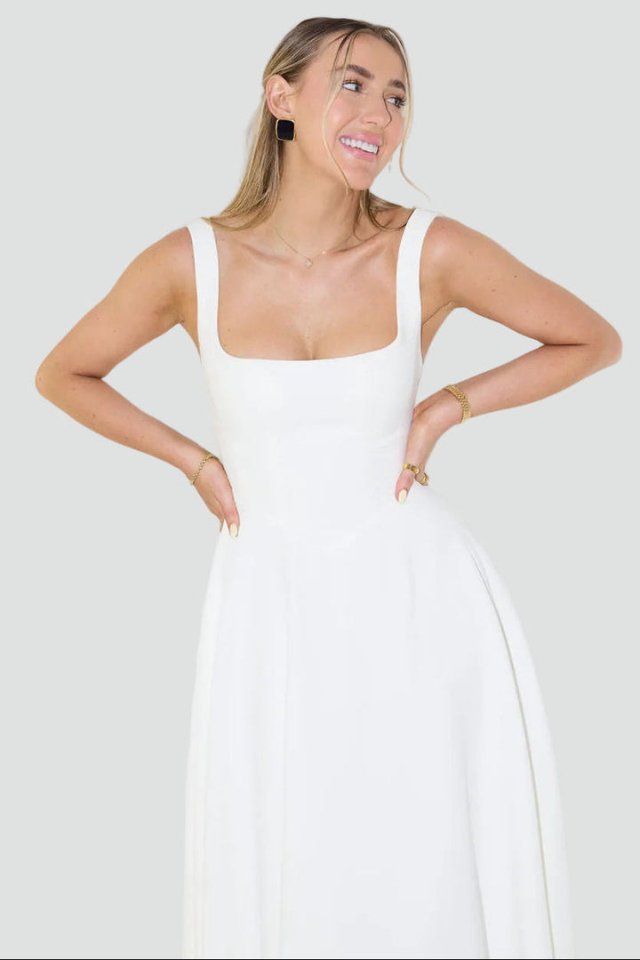 Dress Women Flared Midi Square Neck – Party