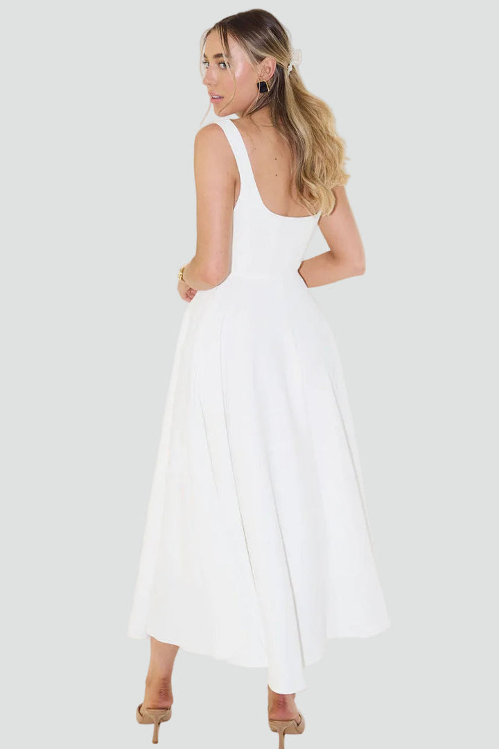 Dress Women Flared Midi Square Neck – Party