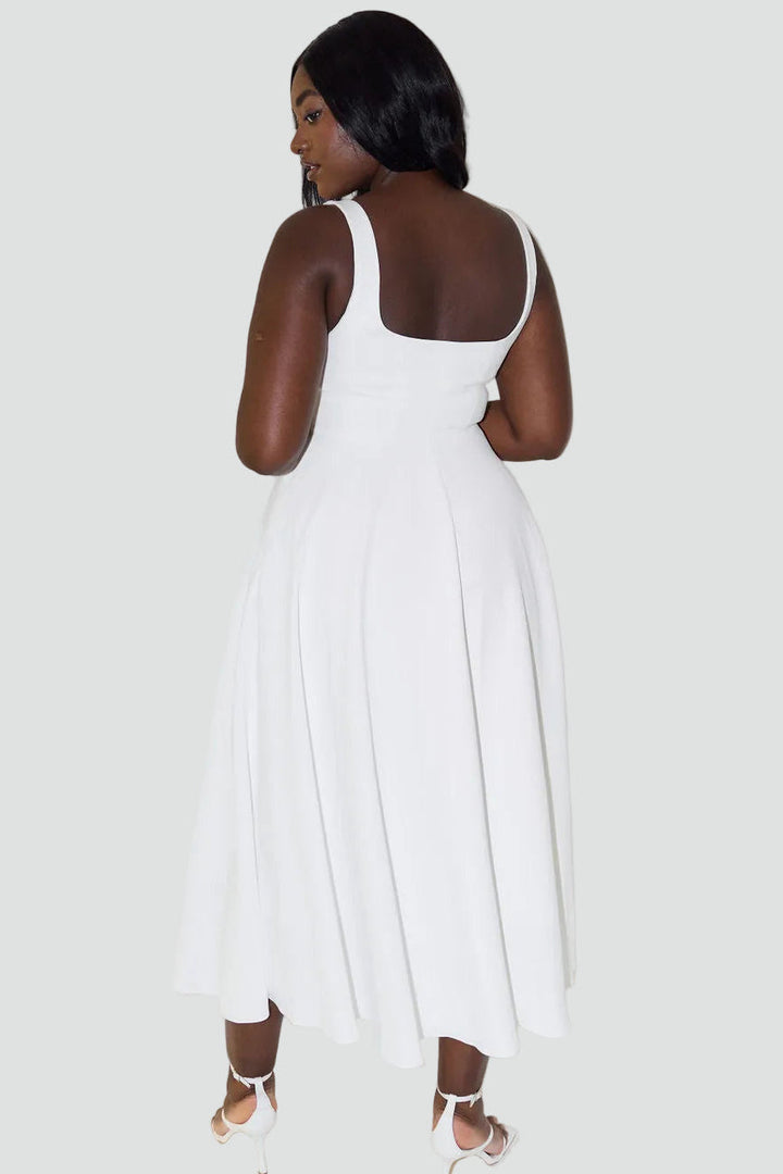 Dress Women Flared Midi Square Neck – Party