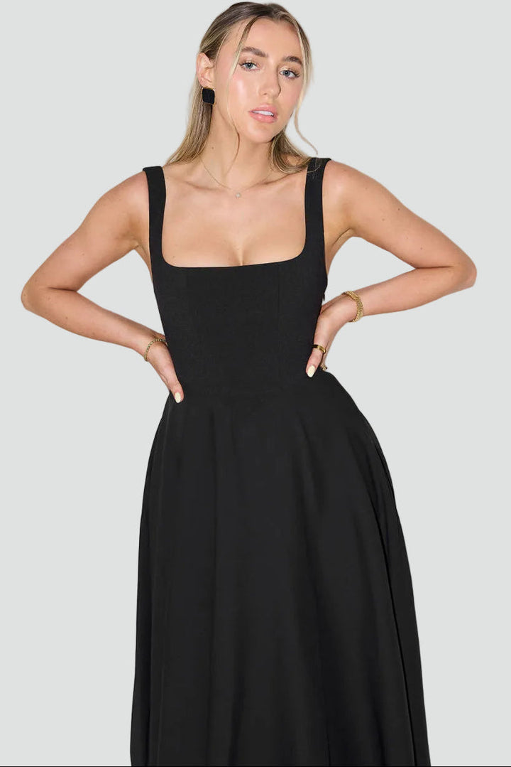 Dress Women Flared Midi Square Neck – Party