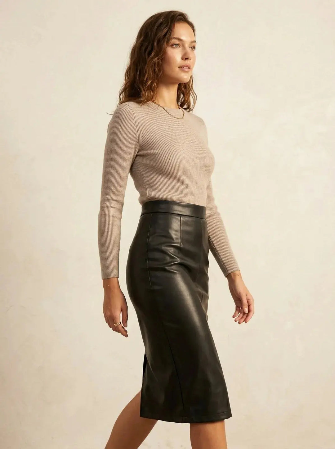 Skirt Women Wrap Midi Faux Leather – Office
