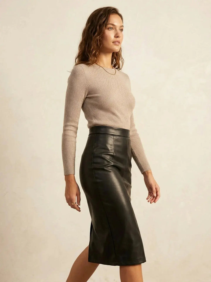 Skirt Women Wrap Midi Faux Leather – Office