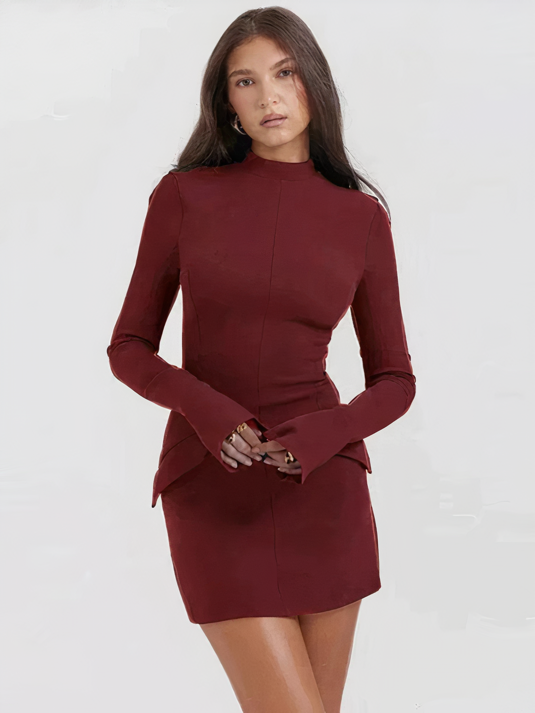 Dress Women Fitted Mini Long Sleeve – Party