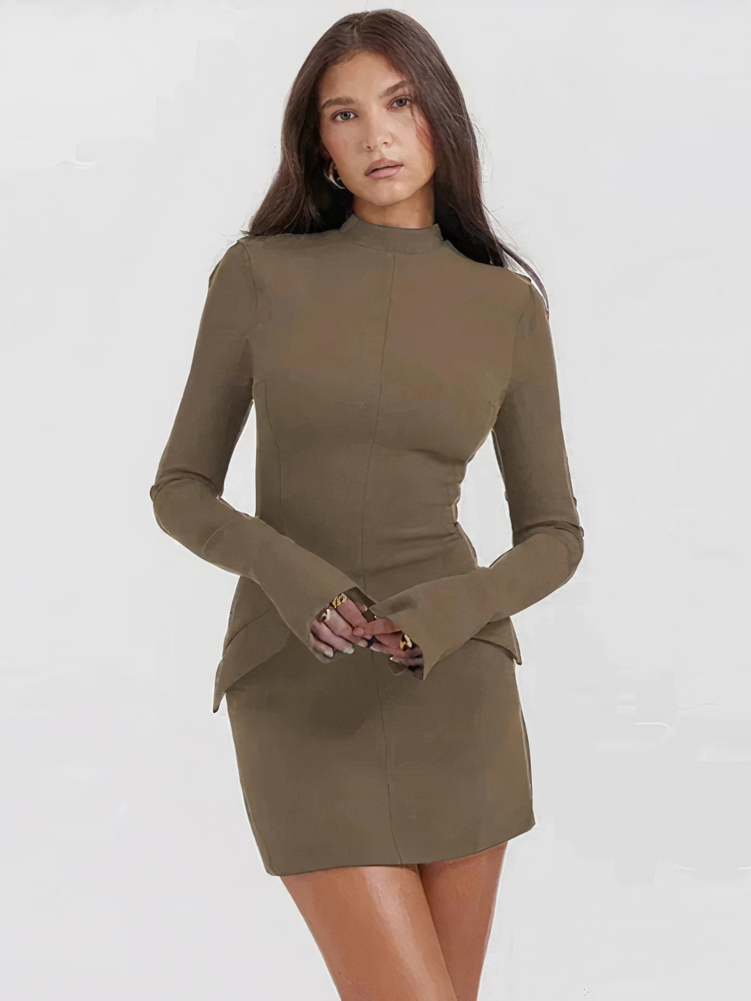 Dress Women Fitted Mini Long Sleeve – Party