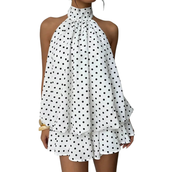Dress Women Halter Neck Layered Ruffles Open Back – Summer
