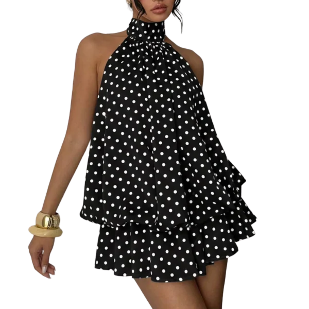 Dress Women Halter Neck Layered Ruffles Open Back – Summer